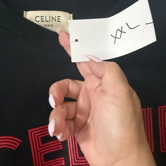Celine Black Crewneck Sweatshirt with Pink Logo - Picture 2 of 4